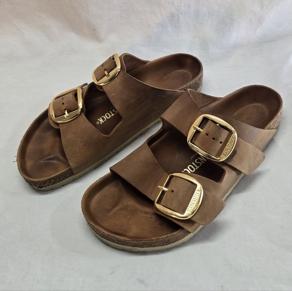 BIRKENSTOCK ARIZONA Big Buckle Women's Size 8 Brown Slide Sandals - Picture 2 of 8